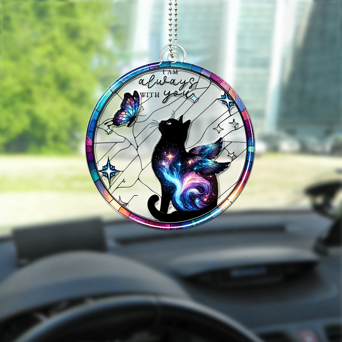 Je suis toujours avec toi - Ornement de voiture personnalisé en forme de chat