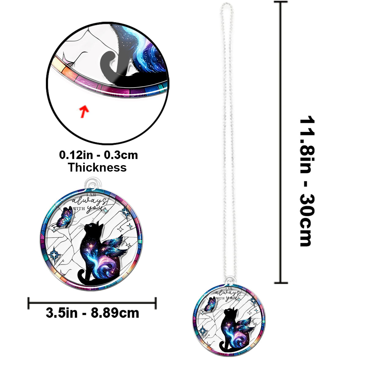 Je suis toujours avec toi - Ornement de voiture personnalisé en forme de chat