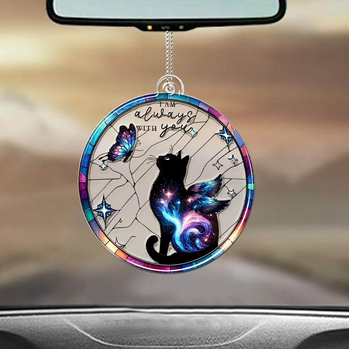 Je suis toujours avec toi - Ornement de voiture personnalisé en forme de chat