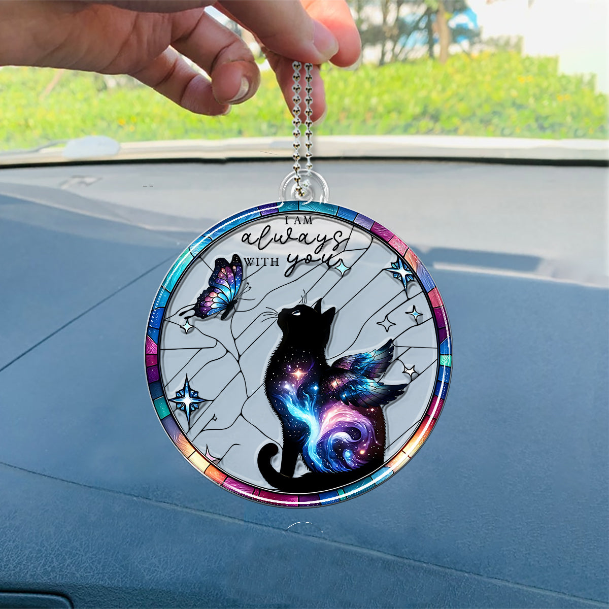 Je suis toujours avec toi - Ornement de voiture personnalisé en forme de chat