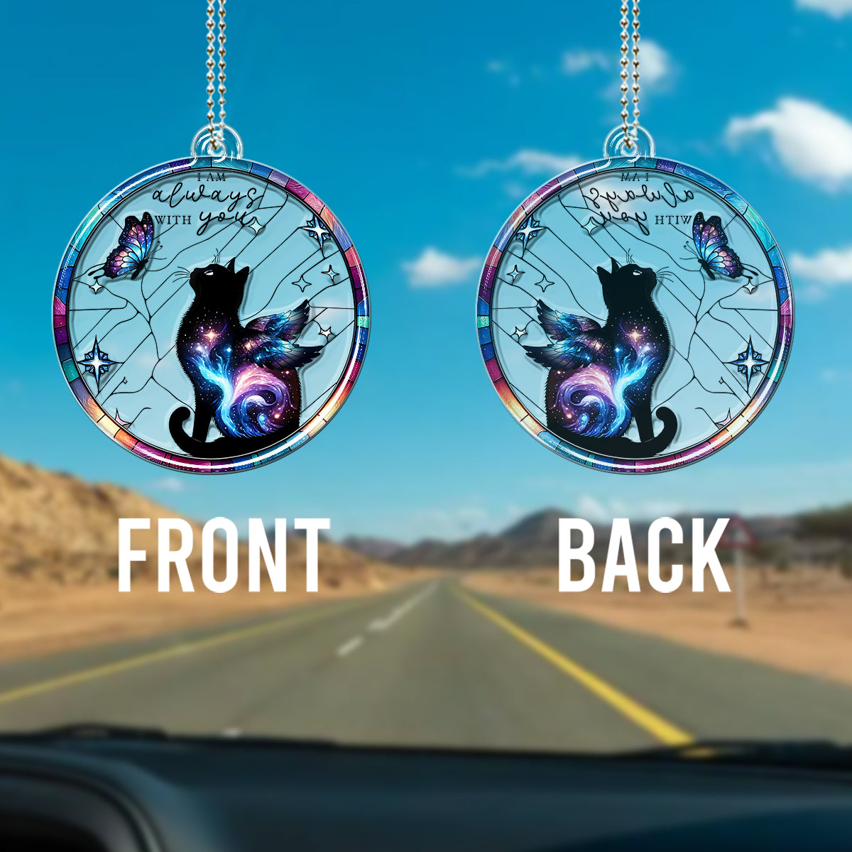 Je suis toujours avec toi - Ornement de voiture personnalisé en forme de chat