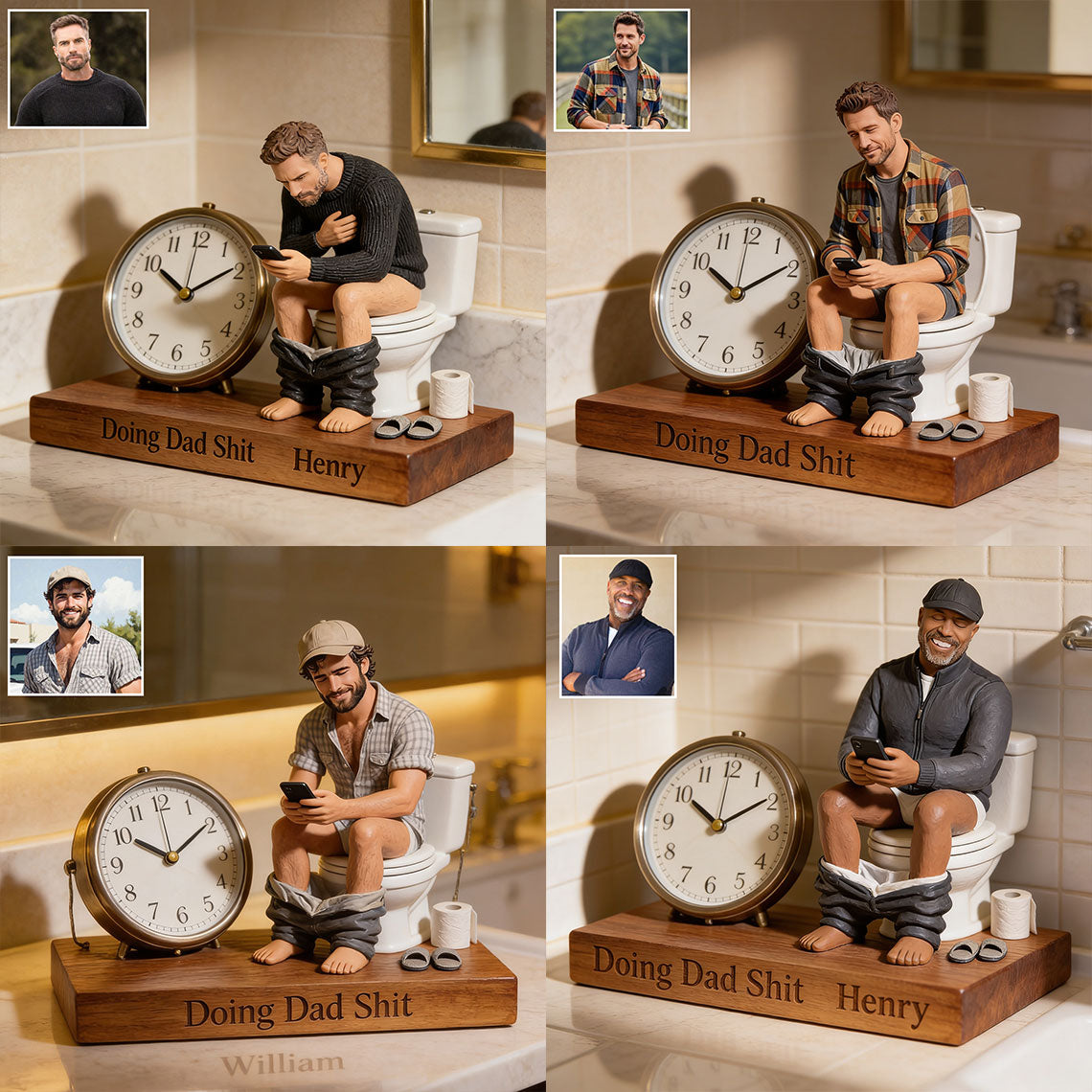 Horloge de Bureau Personnalisée - Plaque Photo Personnalisée pour Papa