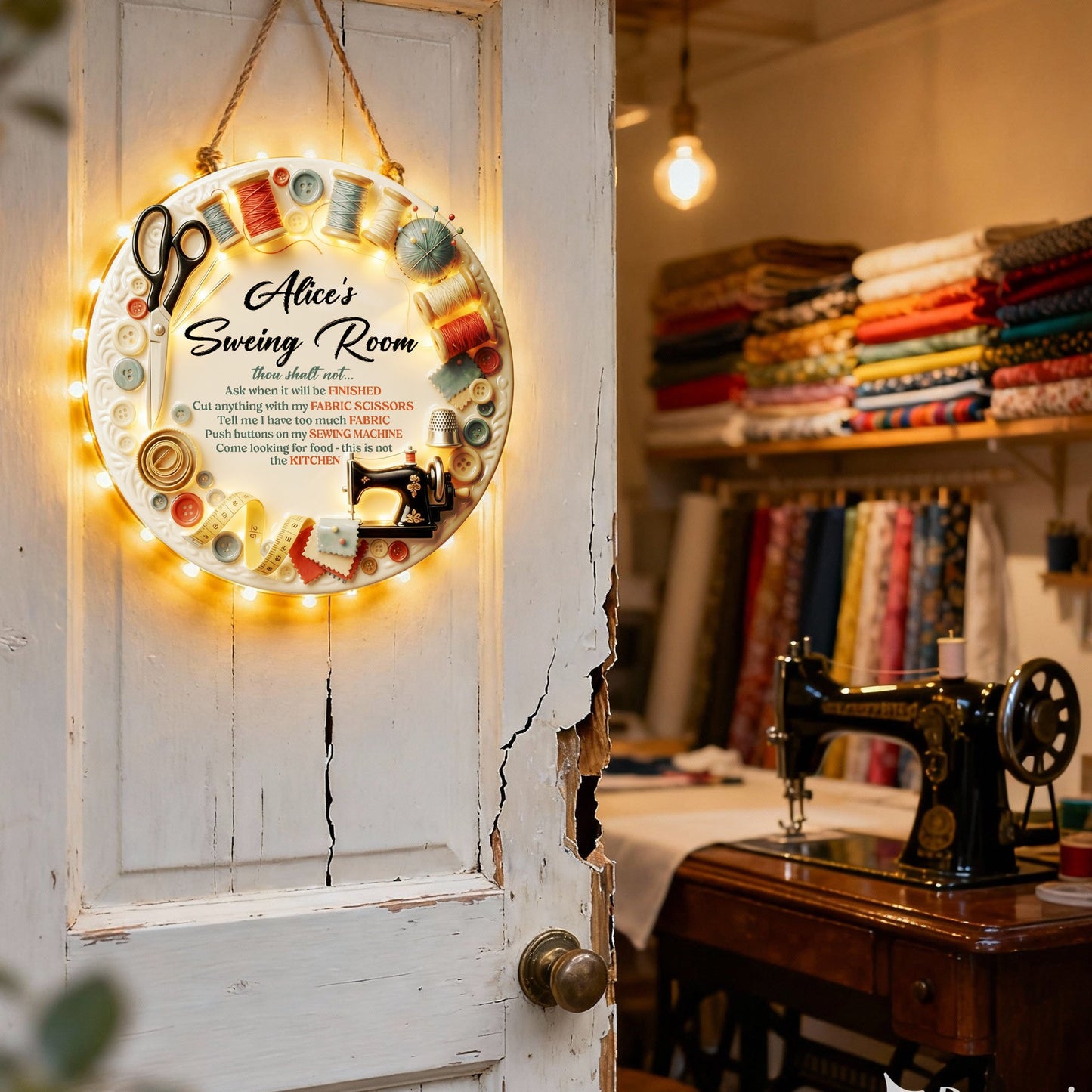Salle de couture - Enseigne lumineuse LED personnalisée en acrylique
