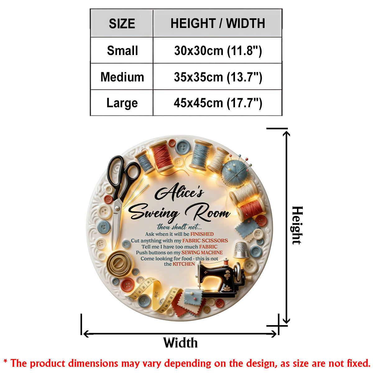 Salle de couture - Enseigne lumineuse LED personnalisée en acrylique