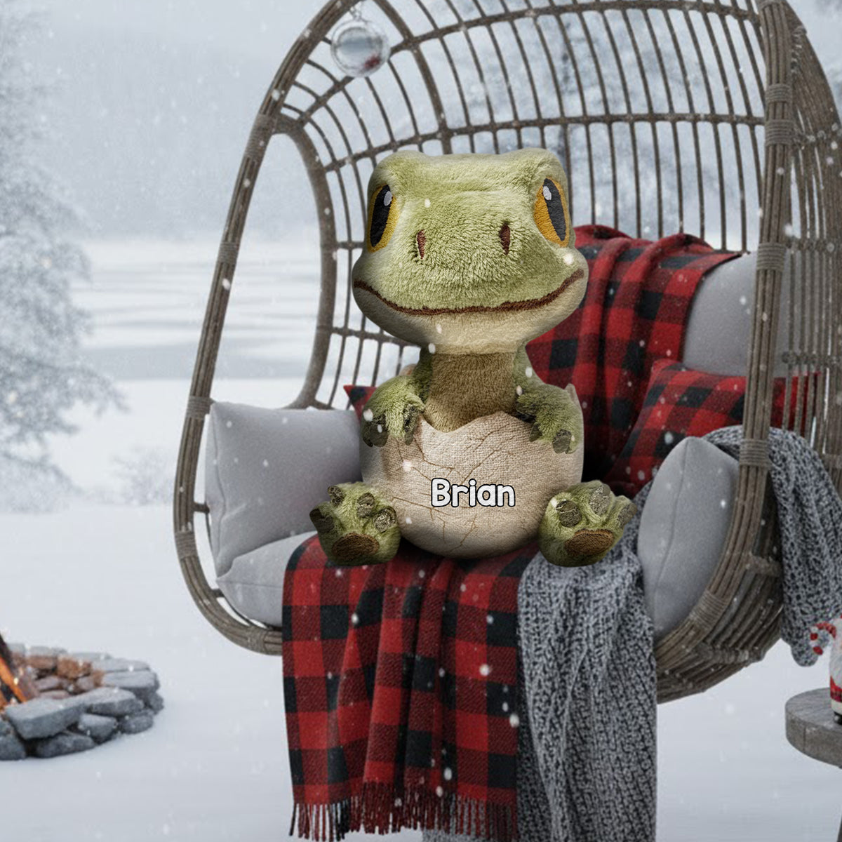 Coussin personnalisé en fausse fourrure « Love Dinosaur » pour enfant