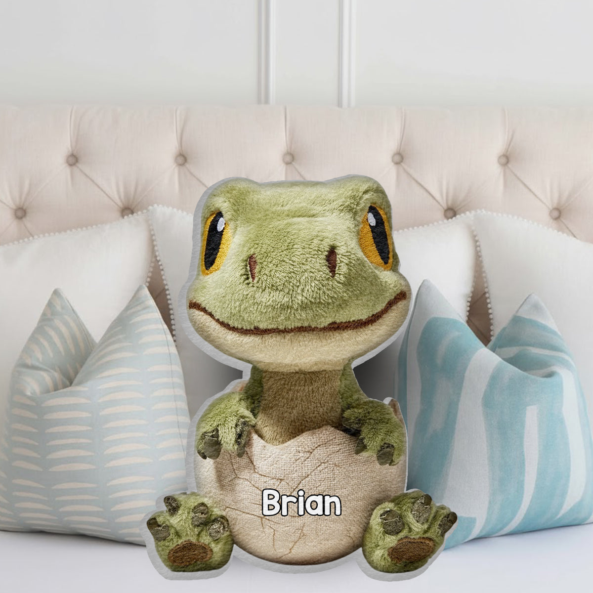 Coussin personnalisé en fausse fourrure « Love Dinosaur » pour enfant