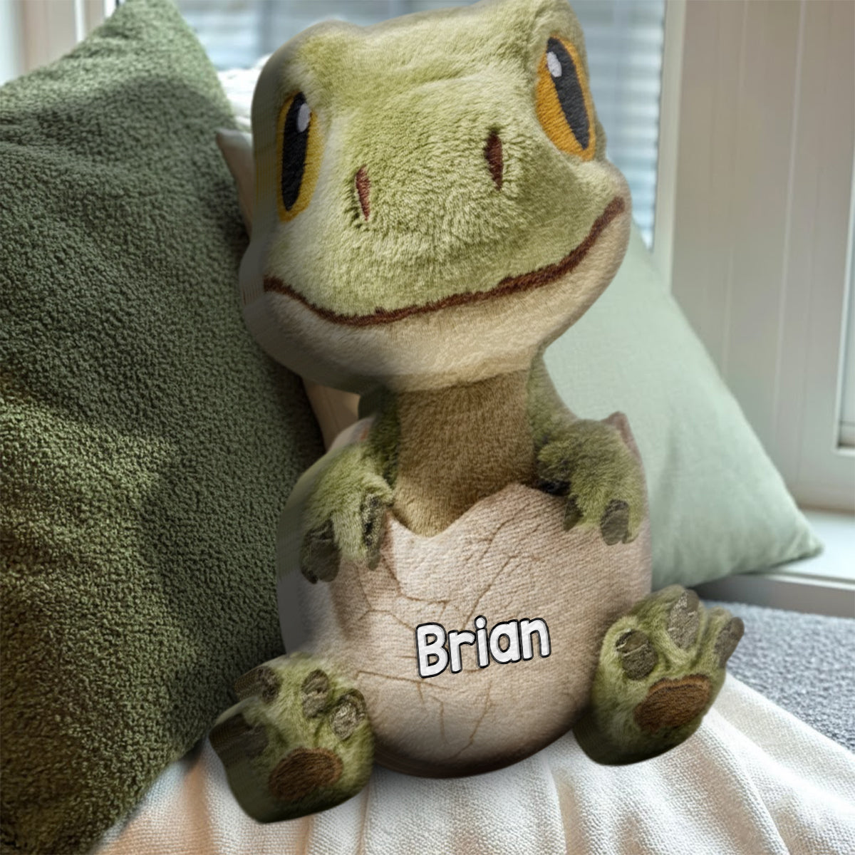 Coussin personnalisé en fausse fourrure « Love Dinosaur » pour enfant