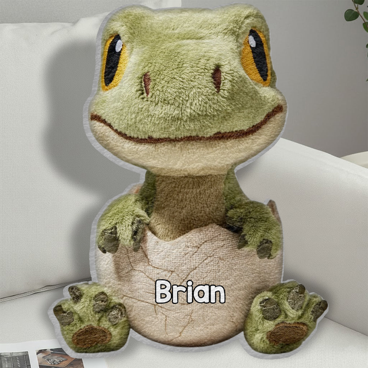 Coussin personnalisé en fausse fourrure « Love Dinosaur » pour enfant