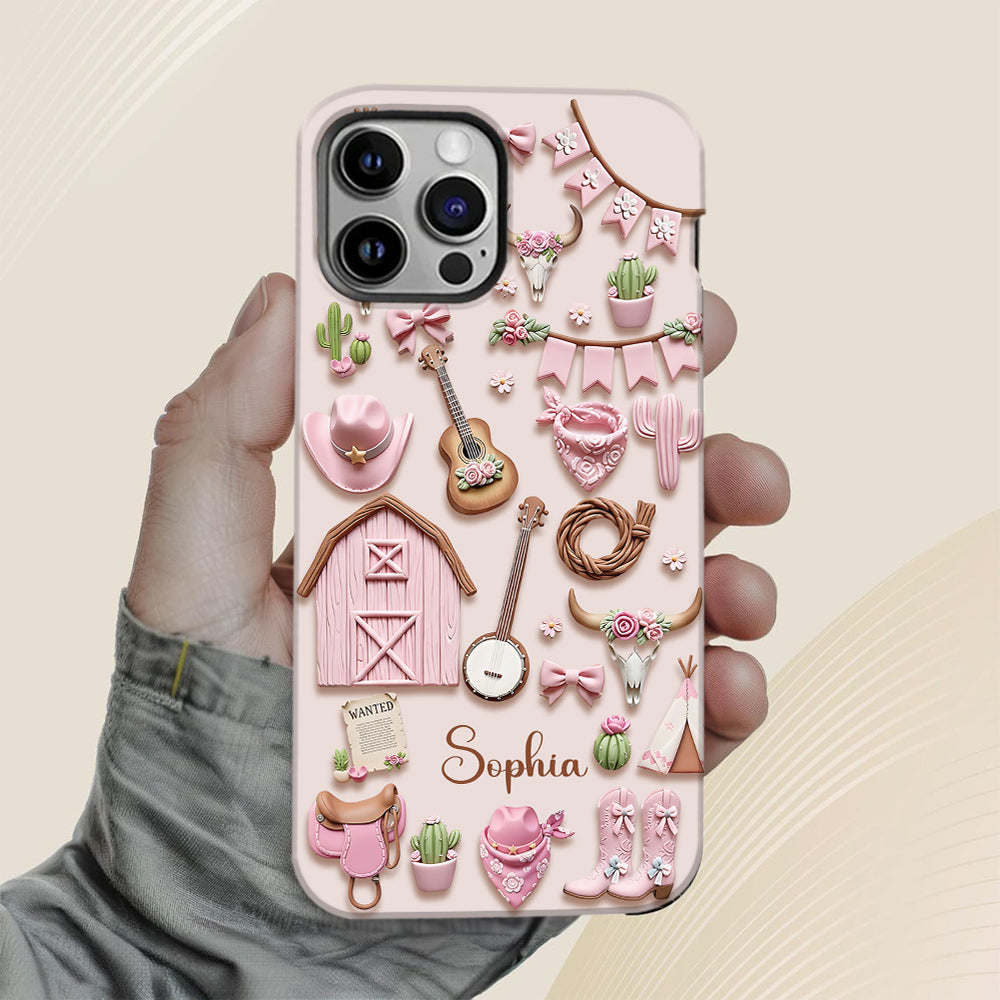 Pink Cowgirl - Personalized Cowgirl Full Print Phone Case