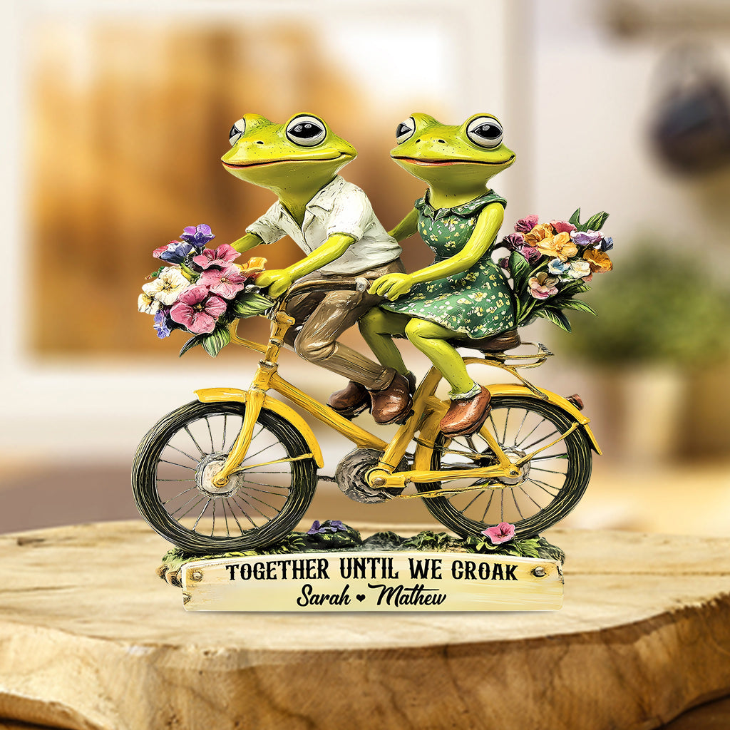 Couple de grenouilles jusqu'à ce que nous croassions - Plaque acrylique personnalisée en forme de grenouille