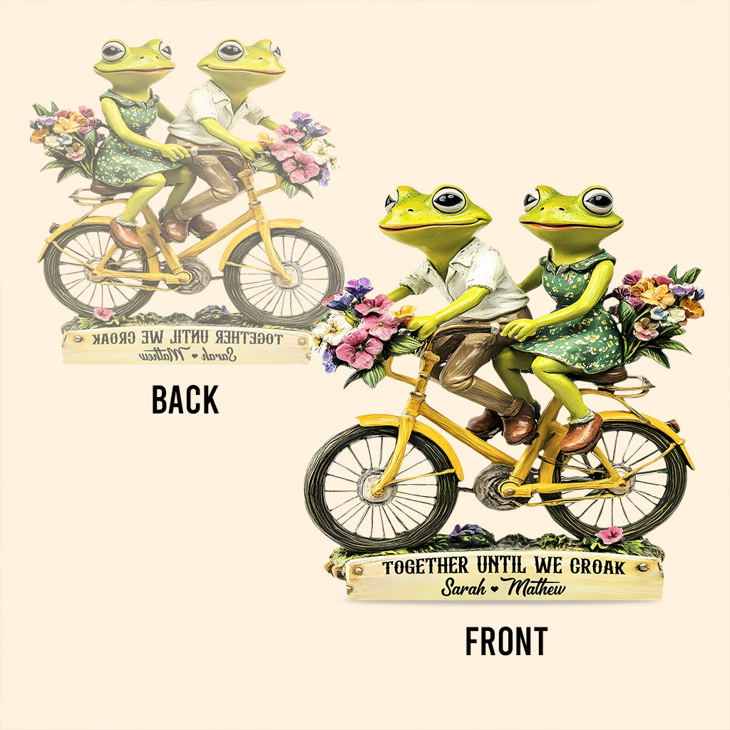 Couple de grenouilles jusqu'à ce que nous croassions - Plaque acrylique personnalisée en forme de grenouille