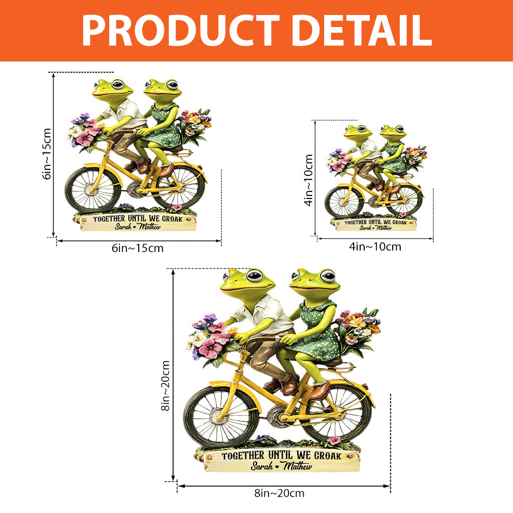 Couple de grenouilles jusqu'à ce que nous croassions - Plaque acrylique personnalisée en forme de grenouille