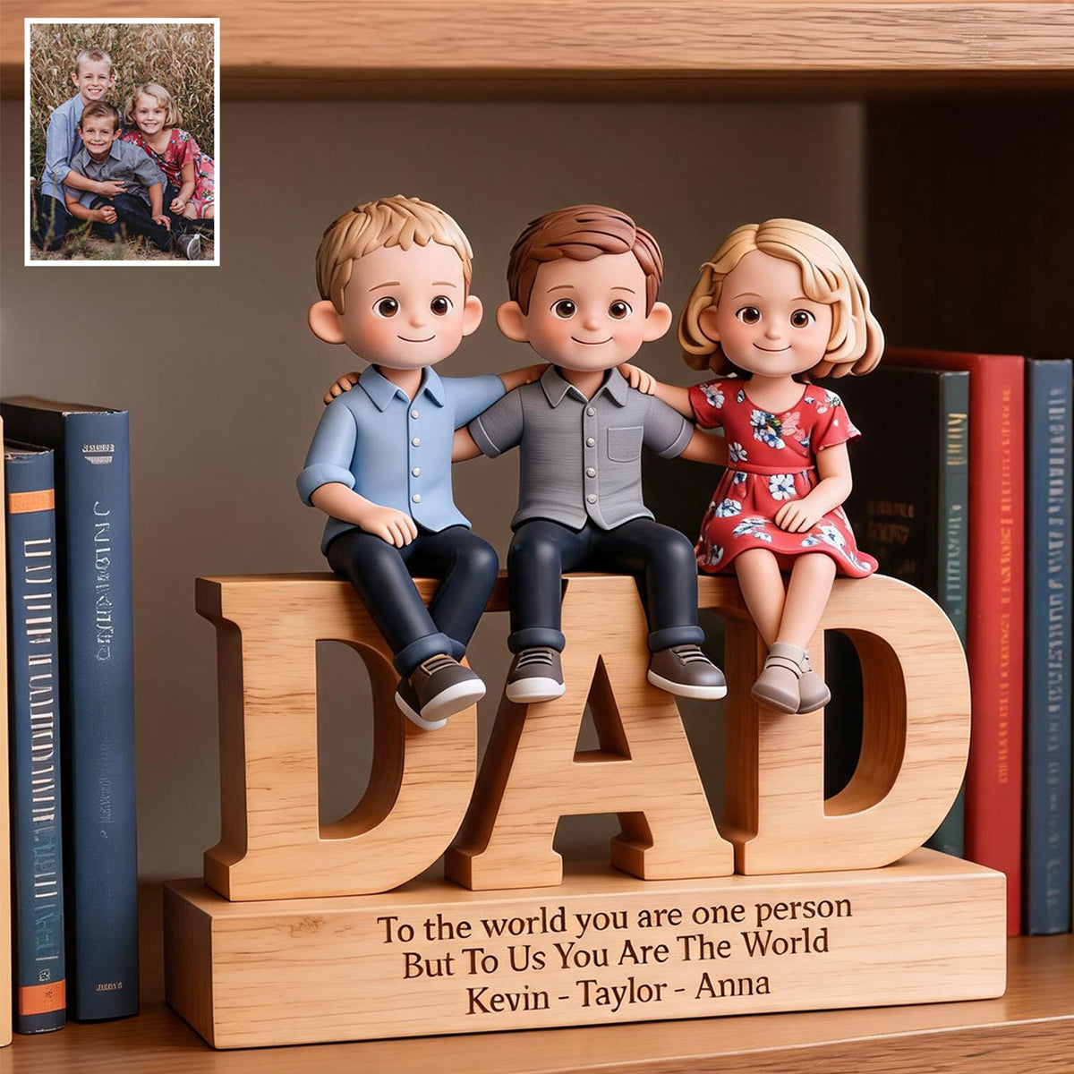 Vous êtes le monde - Plaque en bois personnalisée pour père