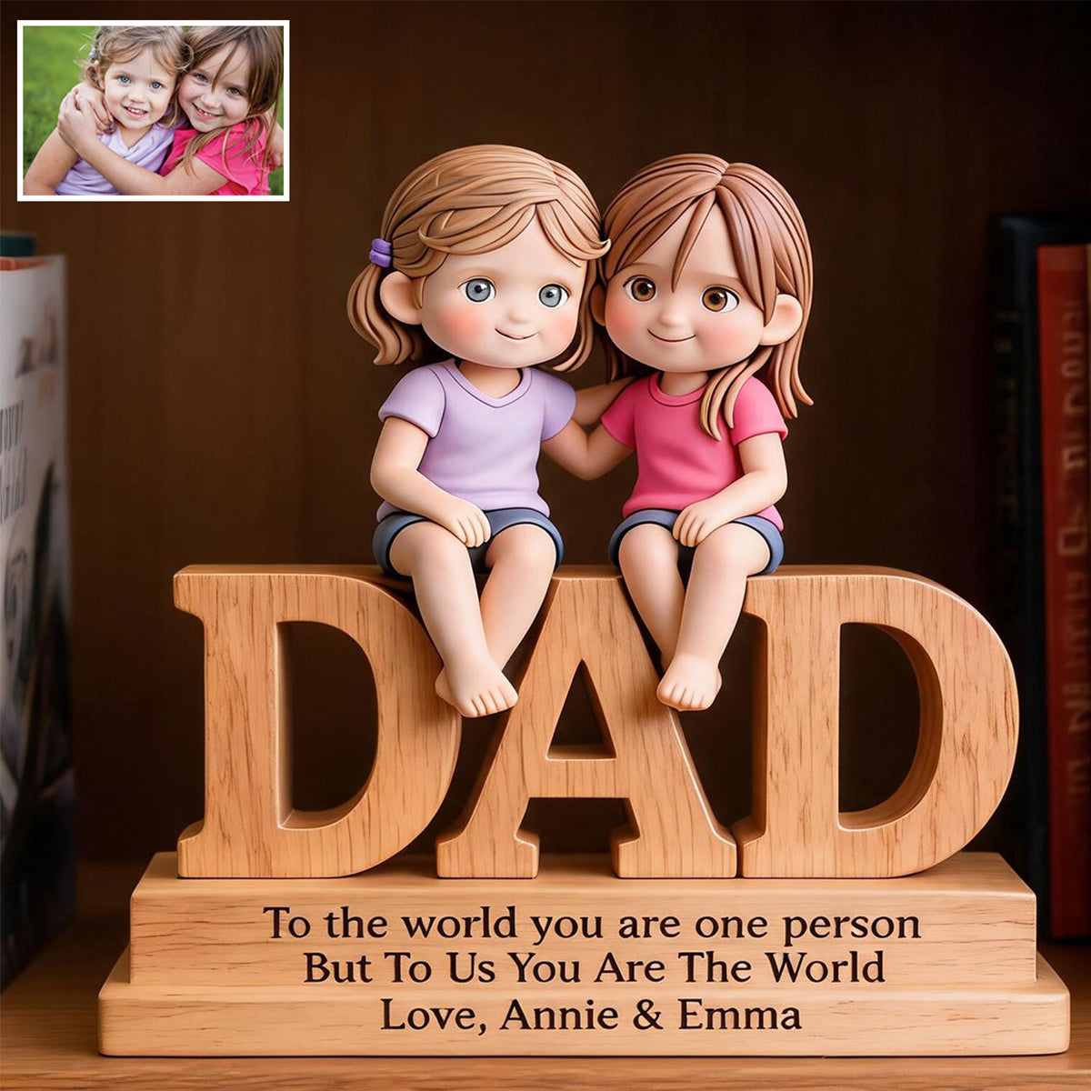 Vous êtes le monde - Plaque en bois personnalisée pour père