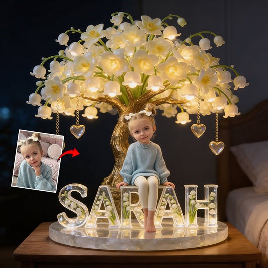 Custom Any Photo & Birthmonth Flower - Personalized Kid Acrylic LED Night Light