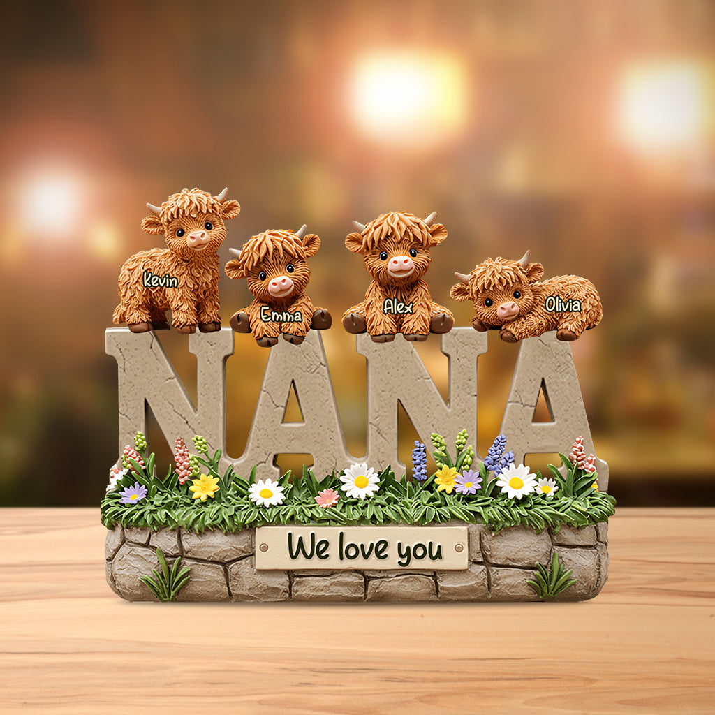 Cute Highland Cow Grandma, Mom - Personalized Grandma Custom Shaped Acrylic Plaque