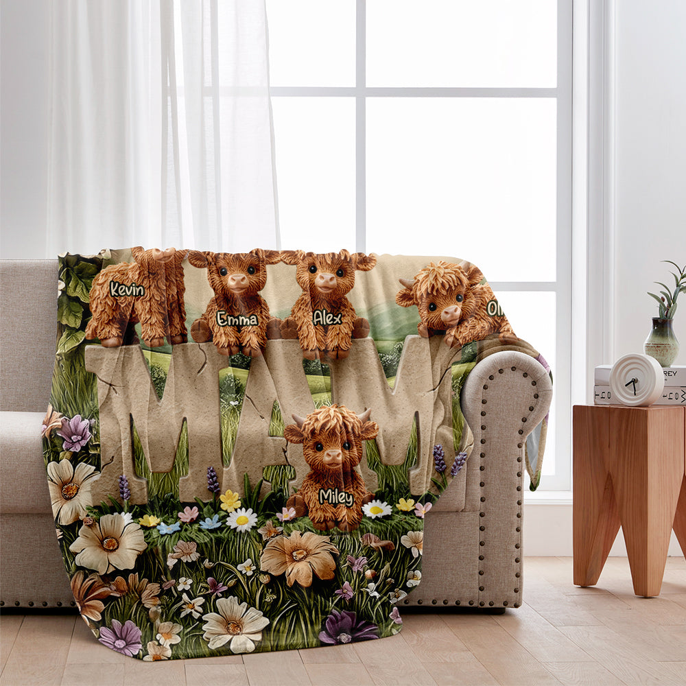 Couverture personnalisée « Maman vache des Highlands », grand-mère ou maman - Couverture pour maman