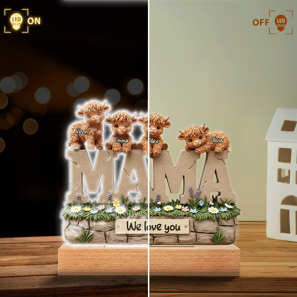 Cute Highland Cow Mama - Personalized Mother Custom Shaped Acrylic Plaque