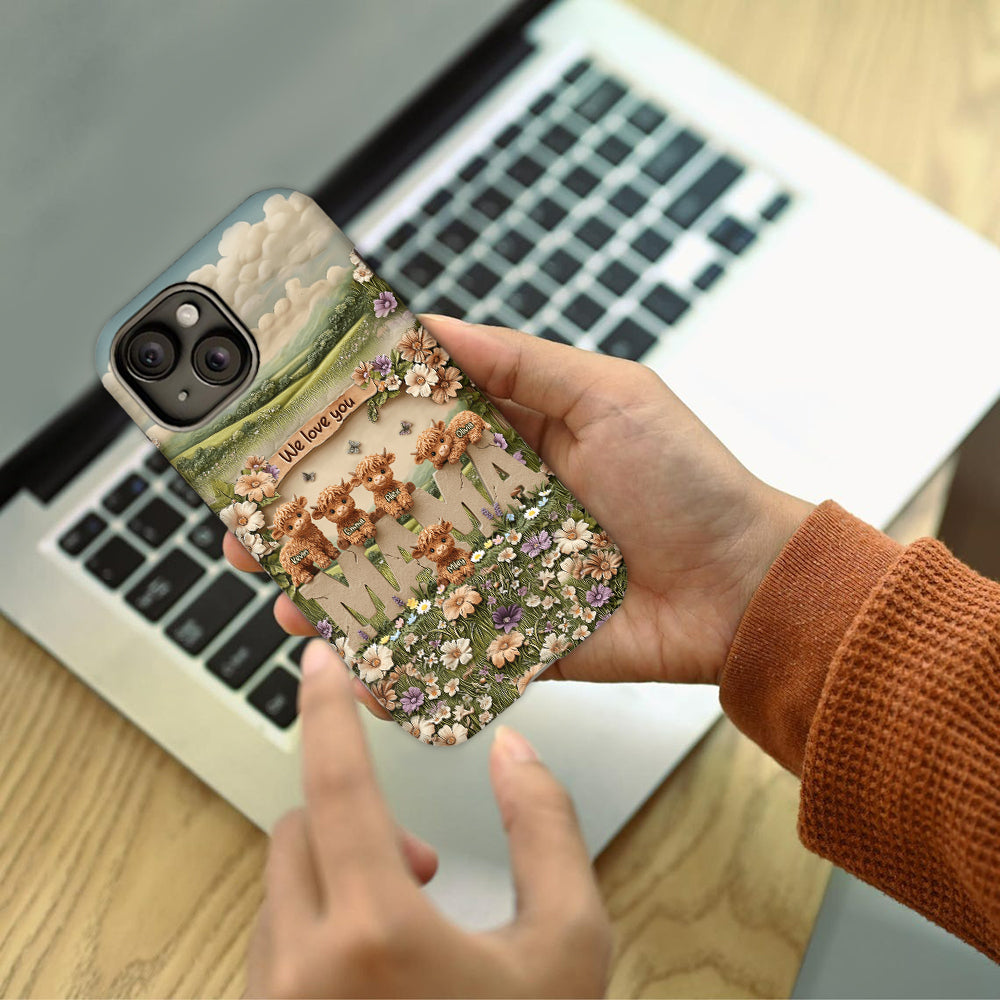 Coque de téléphone personnalisée avec motif vache des Highlands mignonne, maman et grand-mère - Coque de téléphone imprimée intégralement pour maman