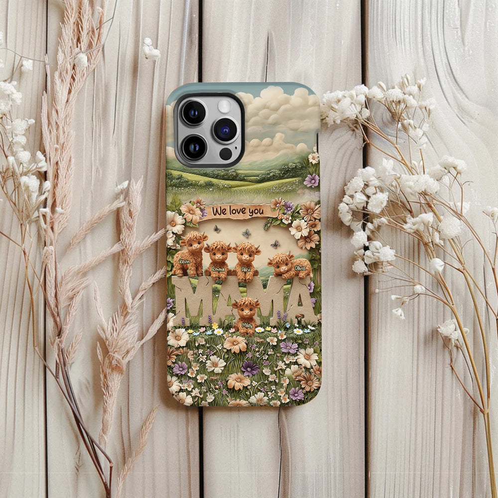 Coque de téléphone personnalisée avec motif vache des Highlands mignonne, maman et grand-mère - Coque de téléphone imprimée intégralement pour maman