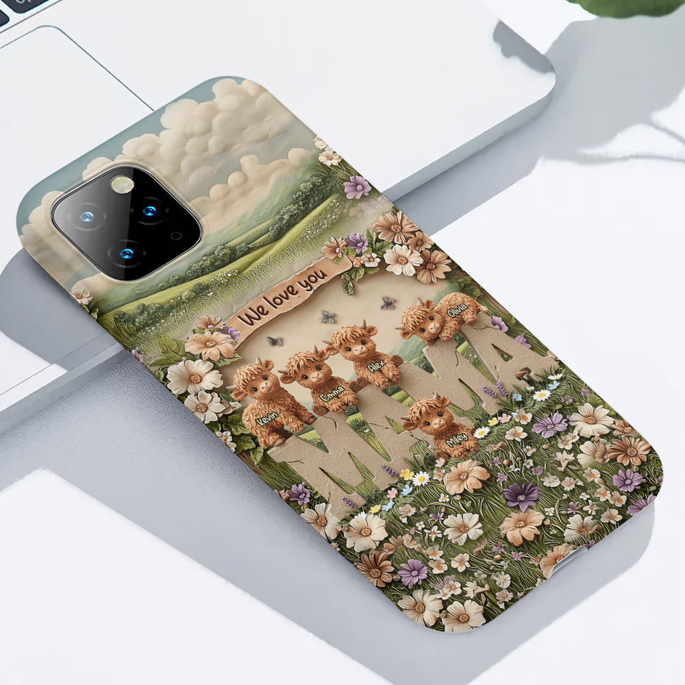 Coque de téléphone personnalisée avec motif vache des Highlands mignonne, maman et grand-mère - Coque de téléphone imprimée intégralement pour maman