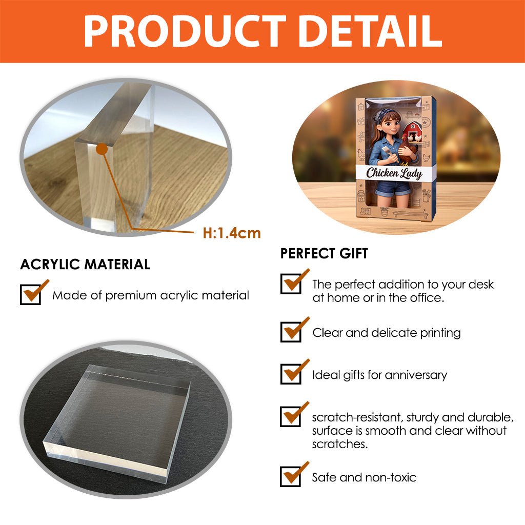 Chicken Lady - Plaque acrylique personnalisée en forme de poulet