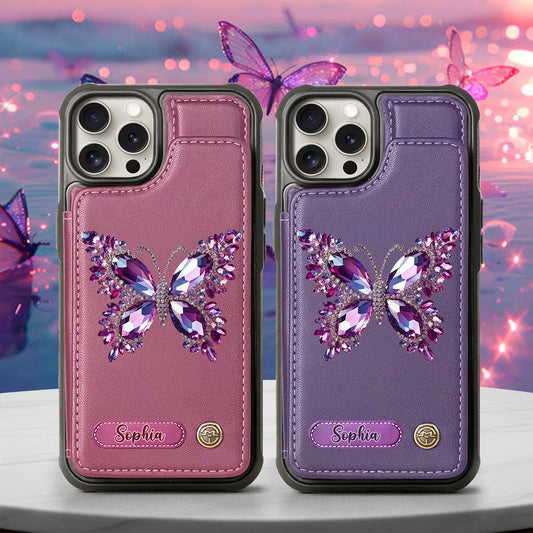 Beautiful Butterfly - Personalized Butterfly Wallet Phone Case