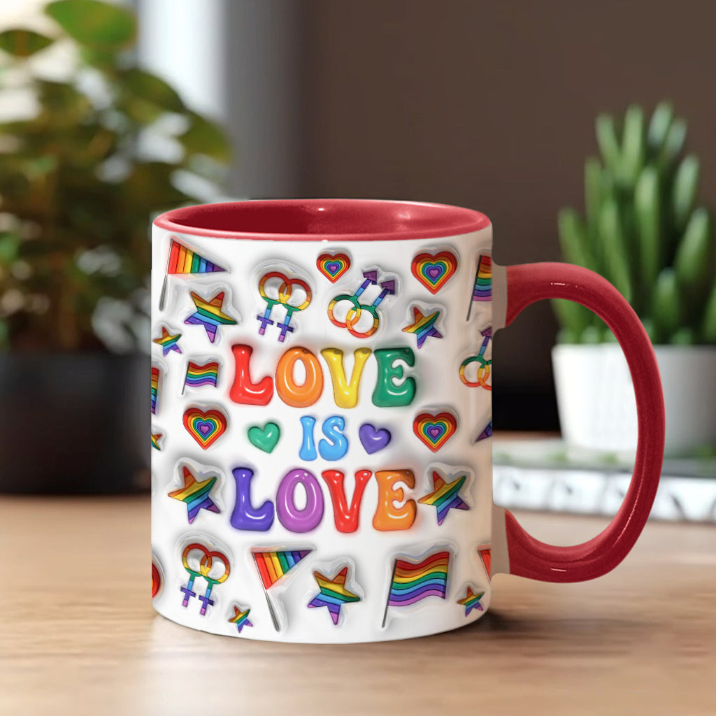 Love Is Love Couple Puzzle - Personalized LGBT Support Accent Mug