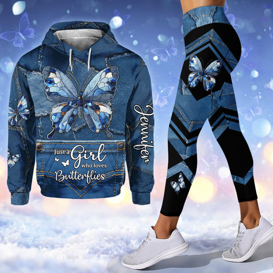 Just A Girl Who Loves Butterflies - Personalized Butterfly Hoodie and Leggings