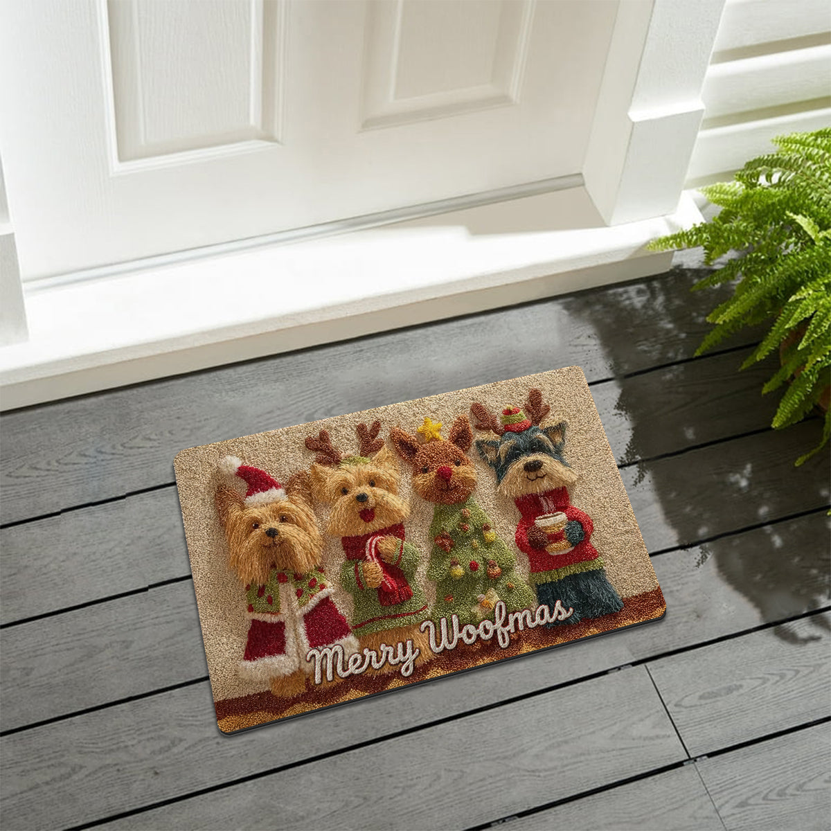 Tapis de Noël personnalisé pour chien - Tapis antidérapant à motif chien