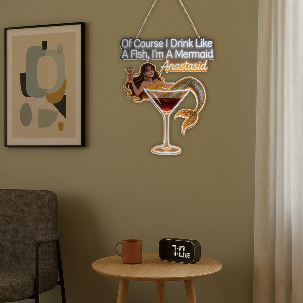 Sirène Éméchée - Enseigne en Acrylique LED Personnalisée