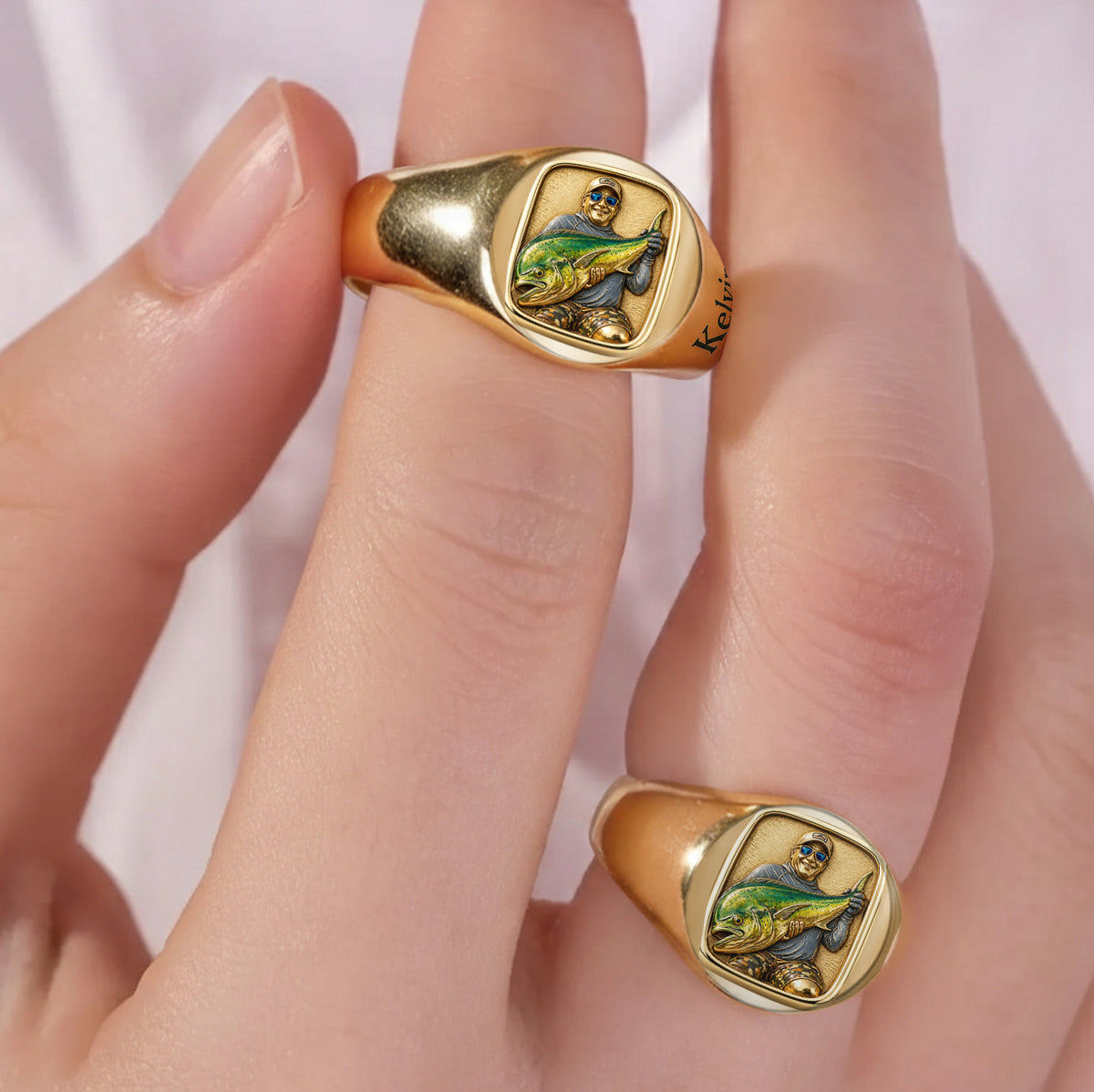 Pêche à la ligne - Bague de Sceau Personnalisée