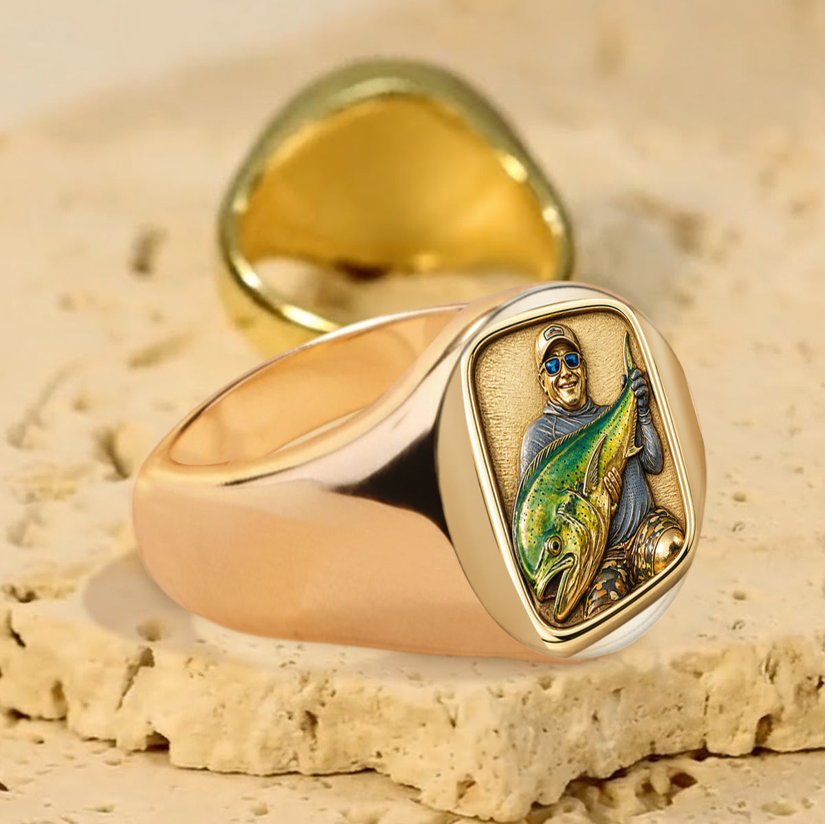 Pêche à la ligne - Bague de Sceau Personnalisée