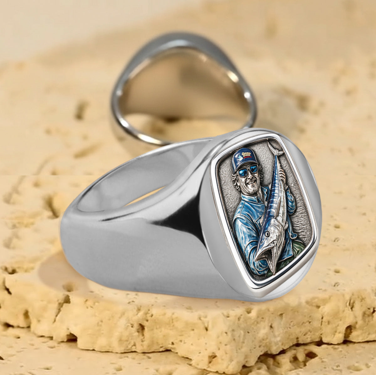 Pêche à la ligne - Bague de Sceau Personnalisée