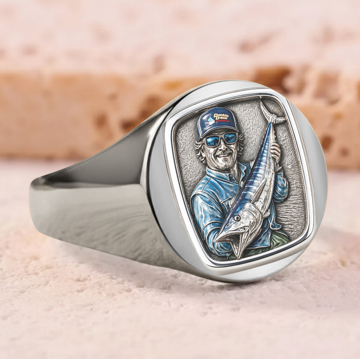 Pêche à la ligne - Bague de Sceau Personnalisée