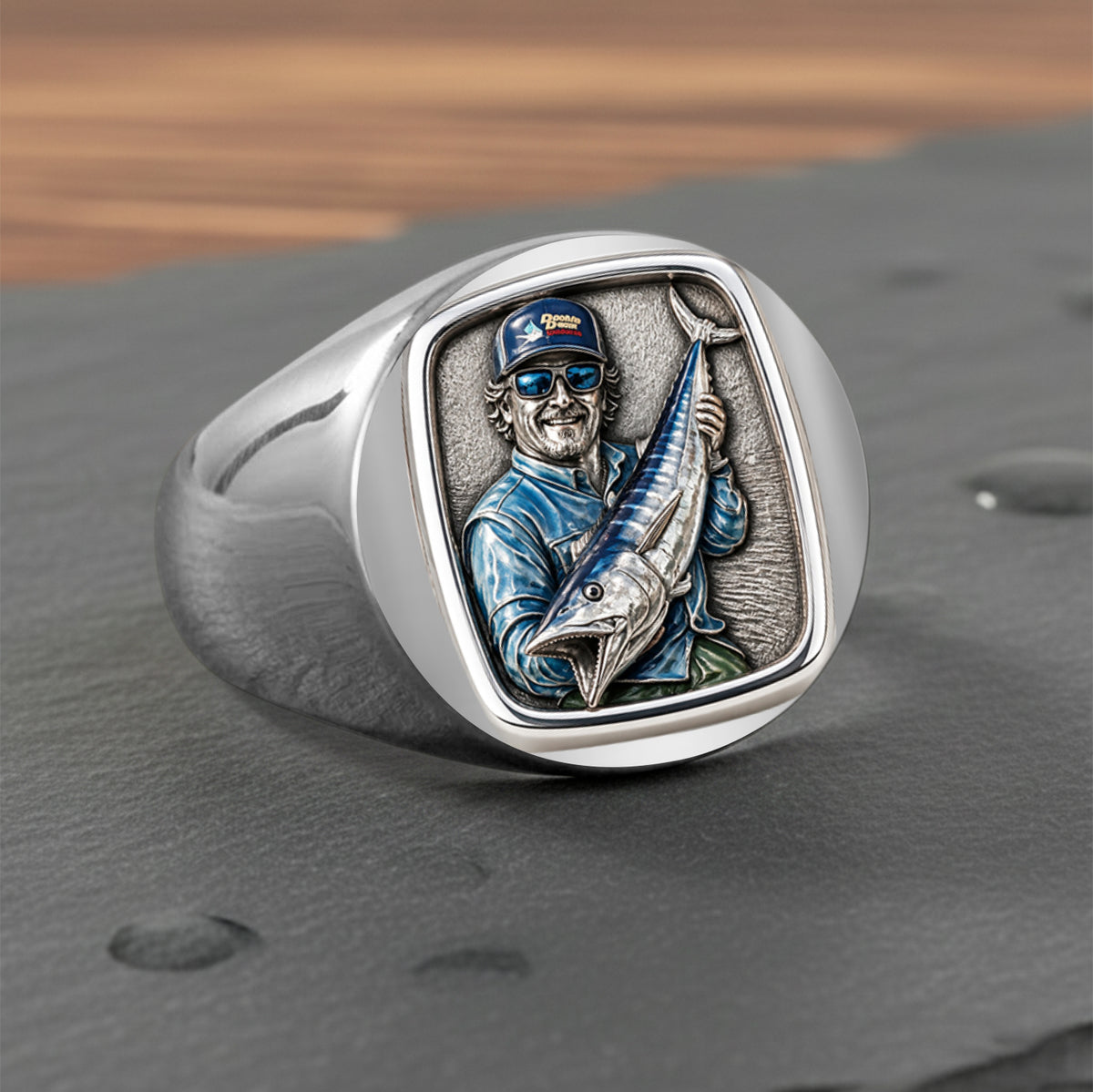 Pêche à la ligne - Bague de Sceau Personnalisée