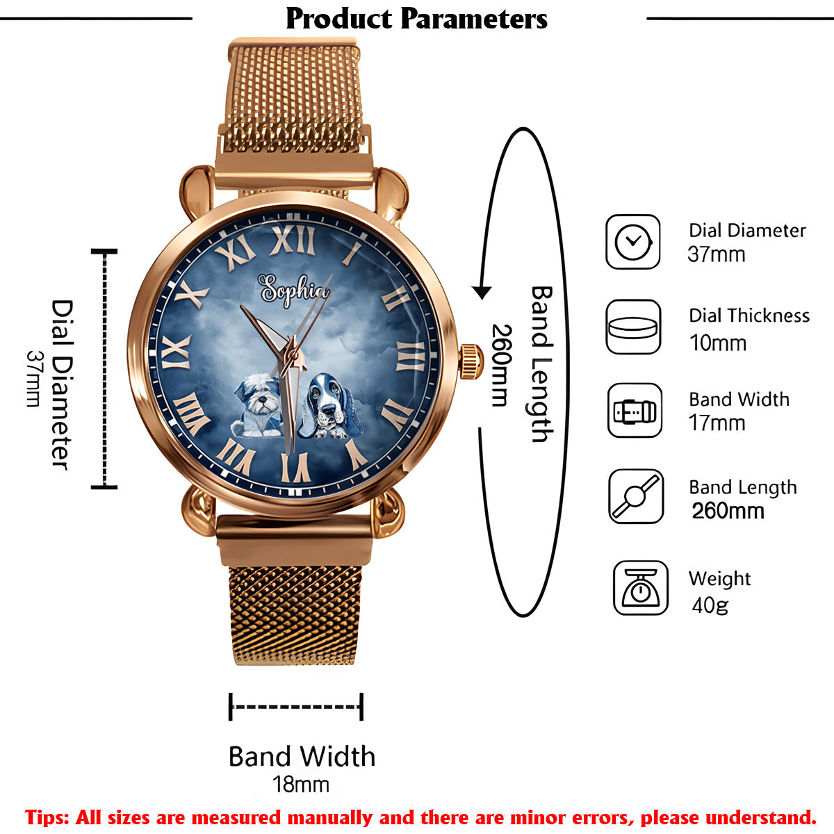Gift for Dog Mom - Personalized Dog Women Hand Watch