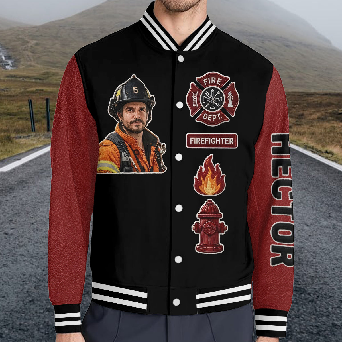 Any Photo Proud Firefighter - Personalized Firefighter Varsity Jacket