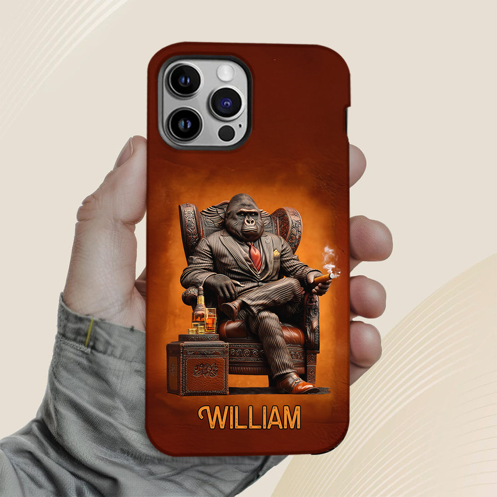 Whiskey & Cigar Gorilla - Personalized Whisky Full Print Phone Case
