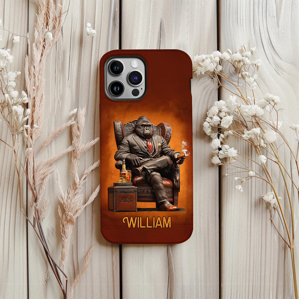 Whiskey & Cigar Gorilla - Personalized Whisky Full Print Phone Case
