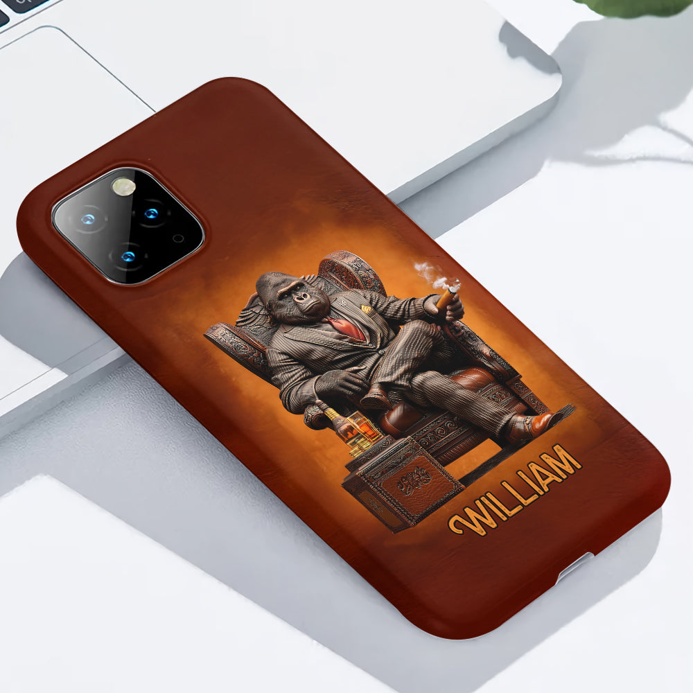 Whiskey & Cigar Gorilla - Personalized Whisky Full Print Phone Case