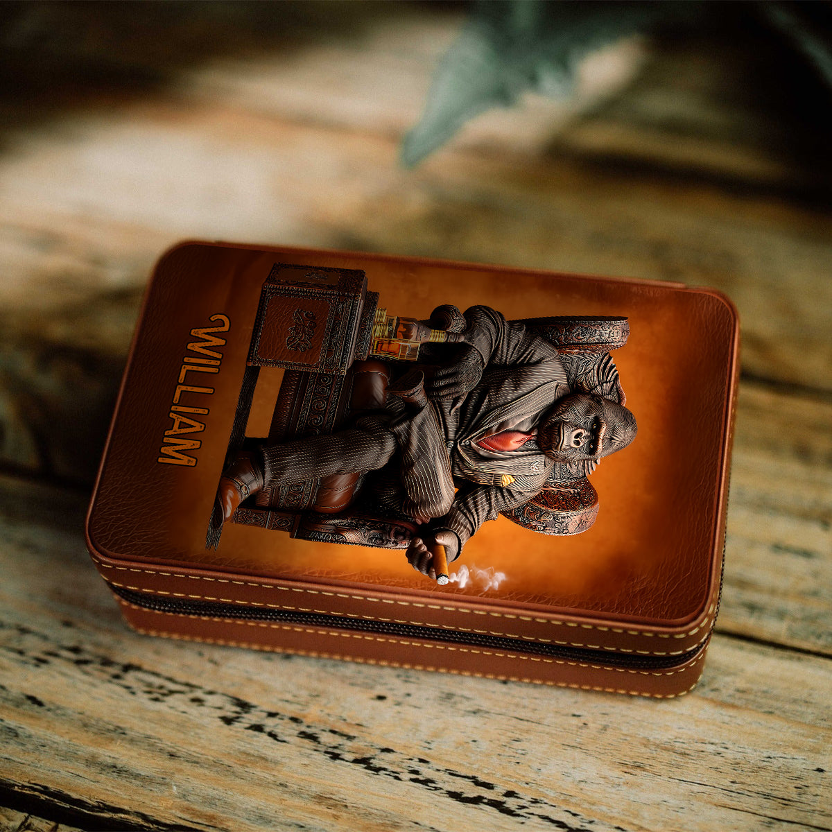 Whiskey & Cigar Gorilla - Étui à cigares de voyage personnalisé pour whisky et cigares