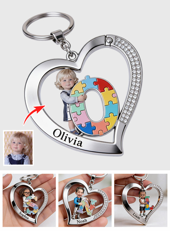 Lettre sur l'autisme - Porte-clés personnalisé pour la sensibilisation à l'autisme