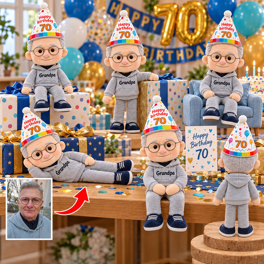 Custom Any Photo - Personalized Birthday Posable Plush Doll