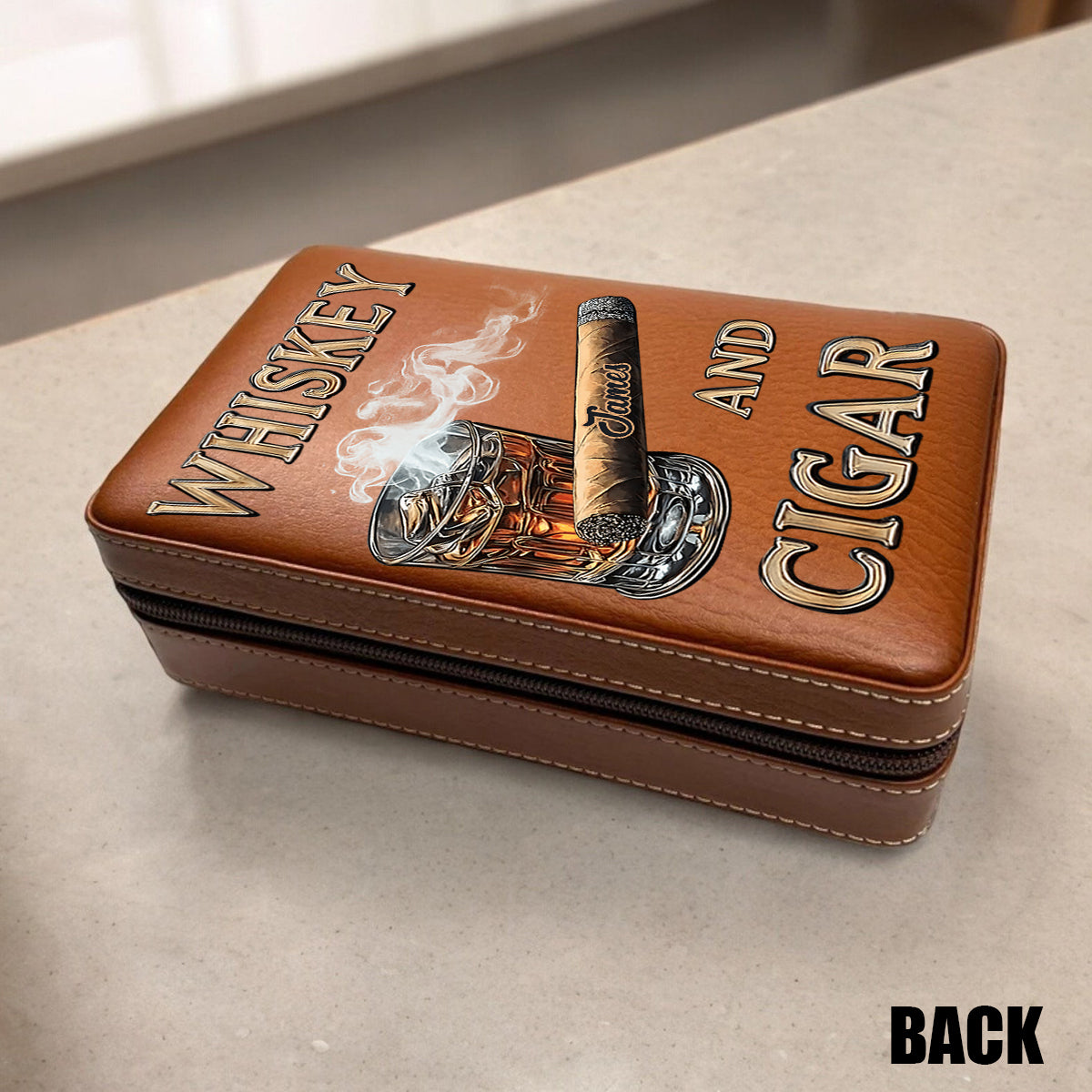 Whisky et cigares - Étui à cigares de voyage personnalisé