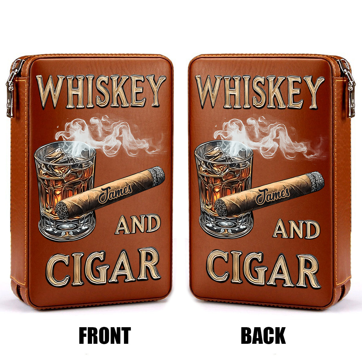Whisky et cigares - Étui à cigares de voyage personnalisé