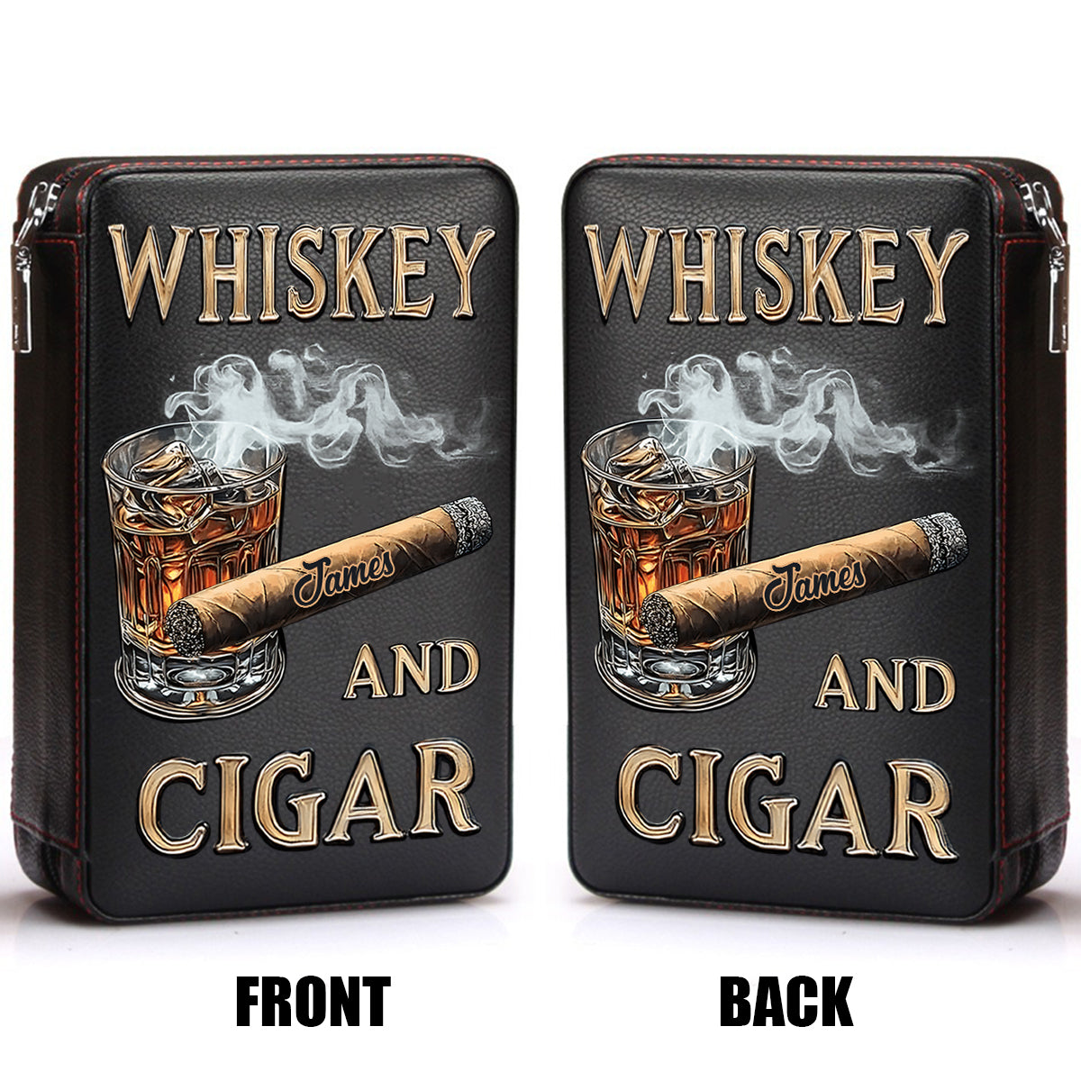 Whisky et cigares - Étui à cigares de voyage personnalisé