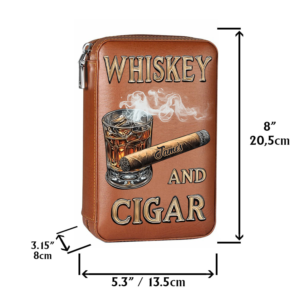 Whisky et cigares - Étui à cigares de voyage personnalisé