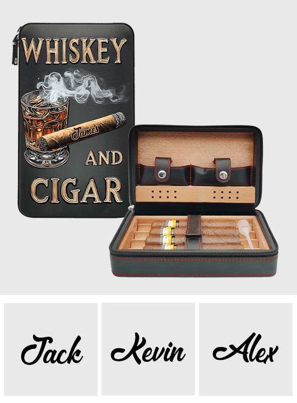Whisky et cigares - Étui à cigares de voyage personnalisé