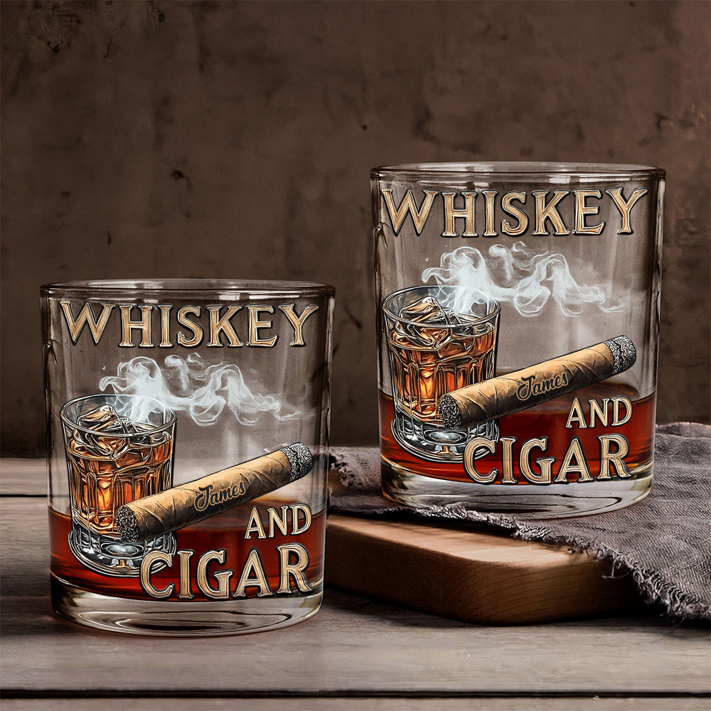 Verre à whisky personnalisé Whiskey And Cigar -